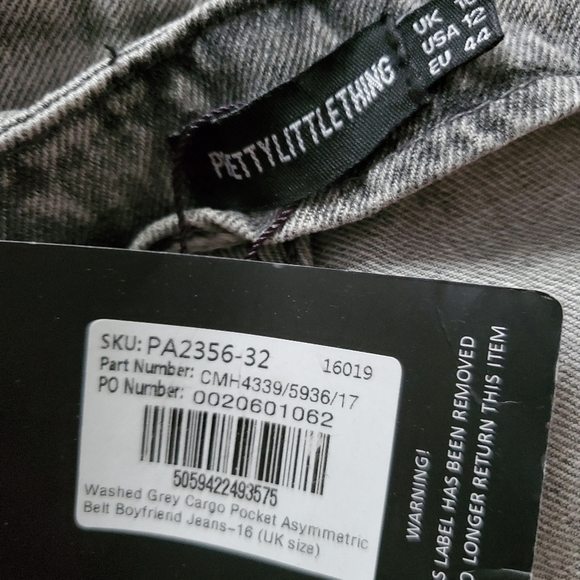 CARGO Jeans, Prettylittle Thing Boyfriend Jeans size (12-14) US  Grey Wa… - Picture 12 of 12